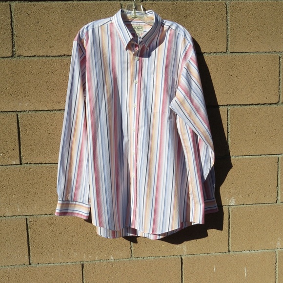 L.L.Bean Striped Long Sleeve Dress Shirt L - Picture 2 of 6